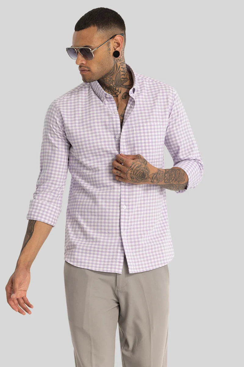 Lavender Gingham Checks Shirt