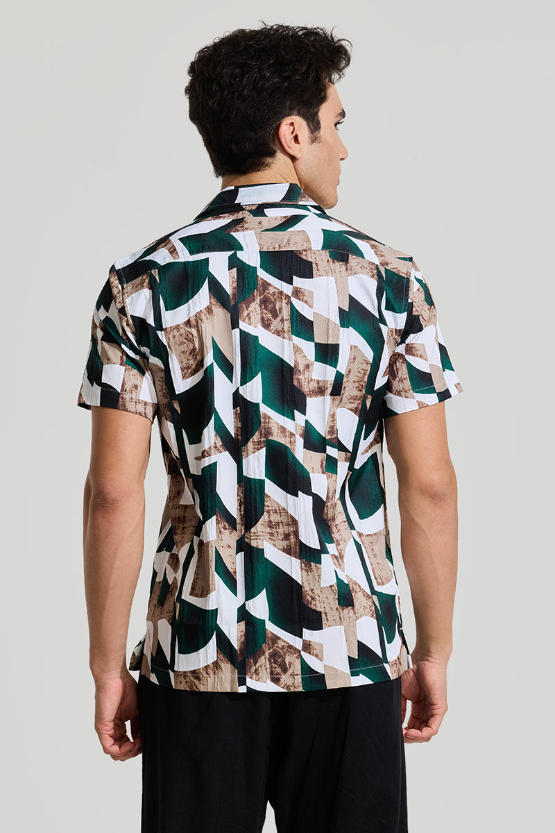 Dark Green Cuban Abstract Shirt