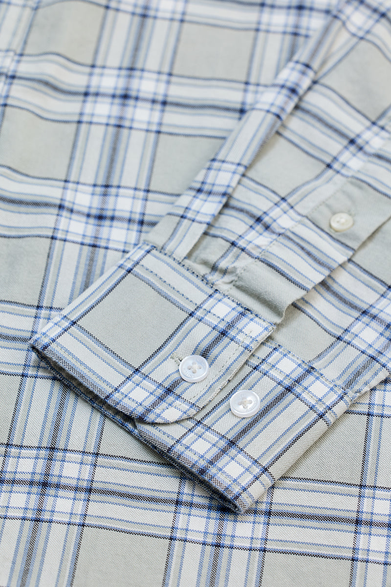 Light Grey Checks Slim Fit Shirt