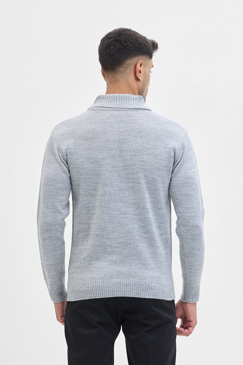 Light Grey Slim Fit Turtleneck Sweater