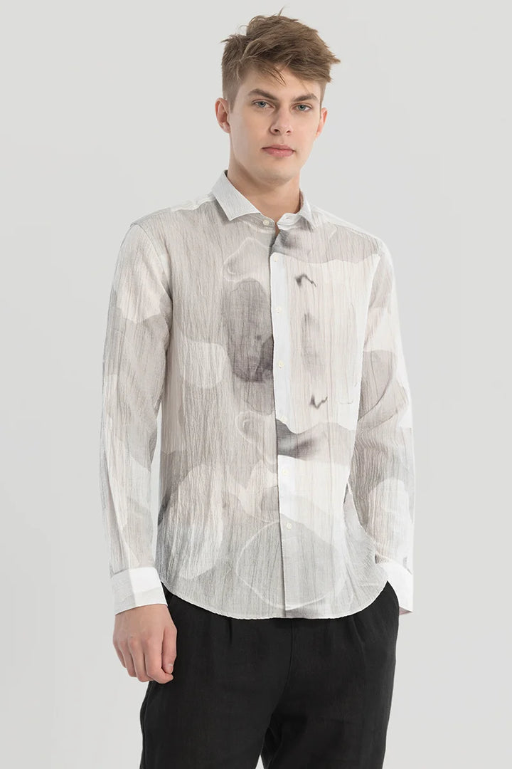 White Textured Abstract Shirt