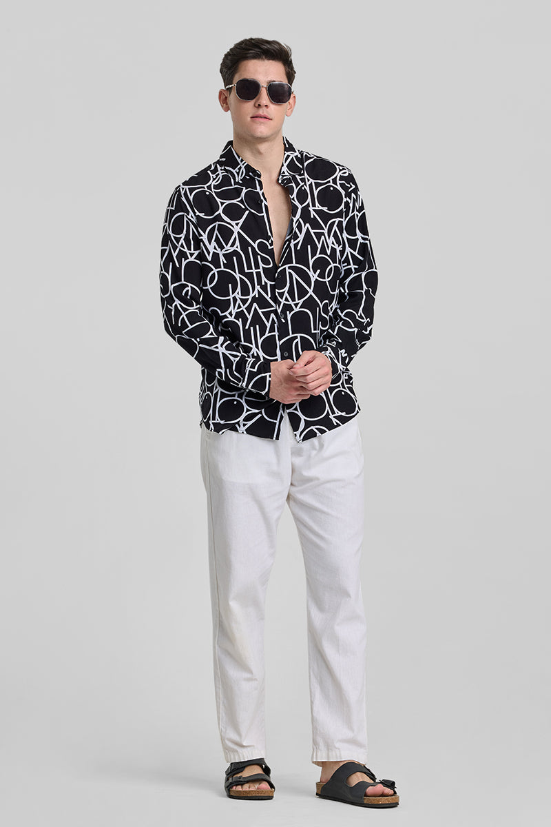 Black Abstract Slim Fit Shirt