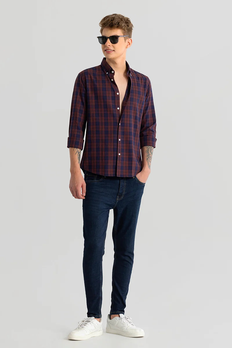 Kjell Maroon Checks Shirts