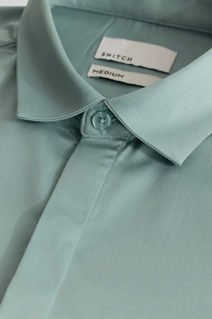 Blue Concealed Placket Shirt