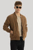 SleekSuede Brown Plain Bomber Jacket