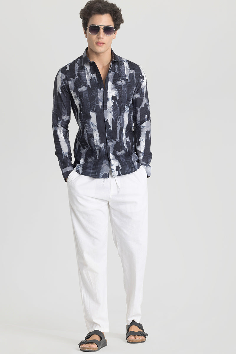 Navy Textured Abstract Shirt