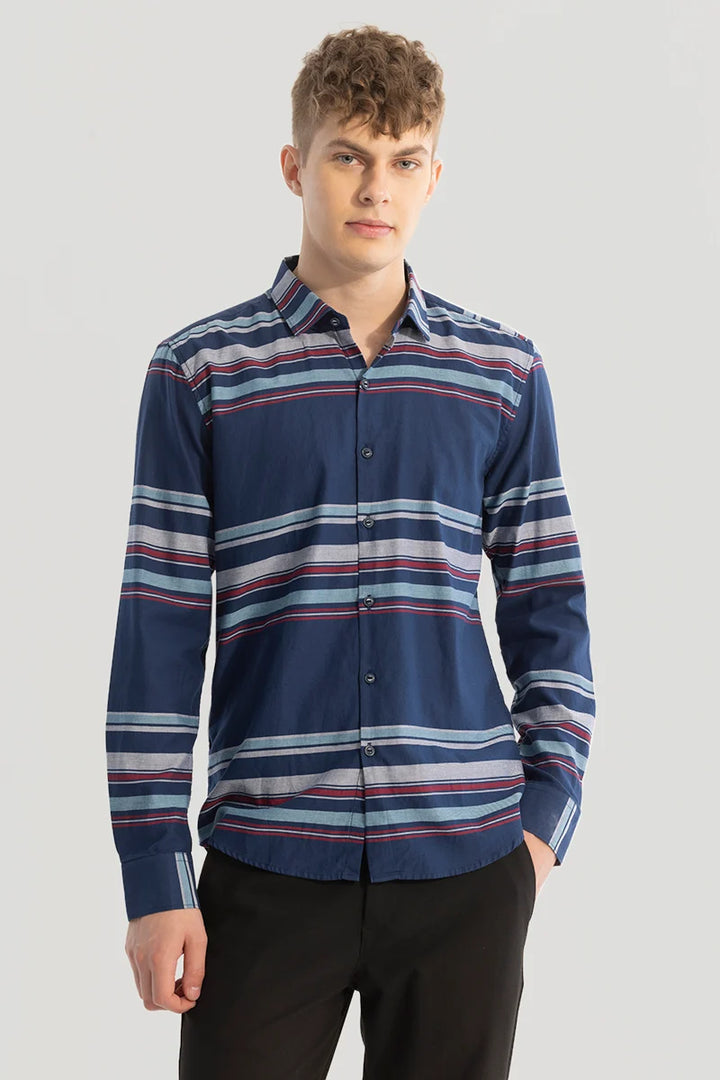 Dark Blue Stripes Slim Fit Shirt