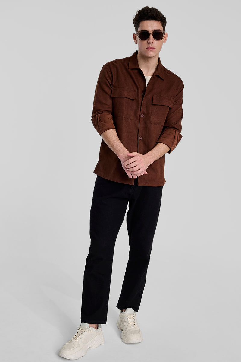 Brown Double Pocket Overshirt