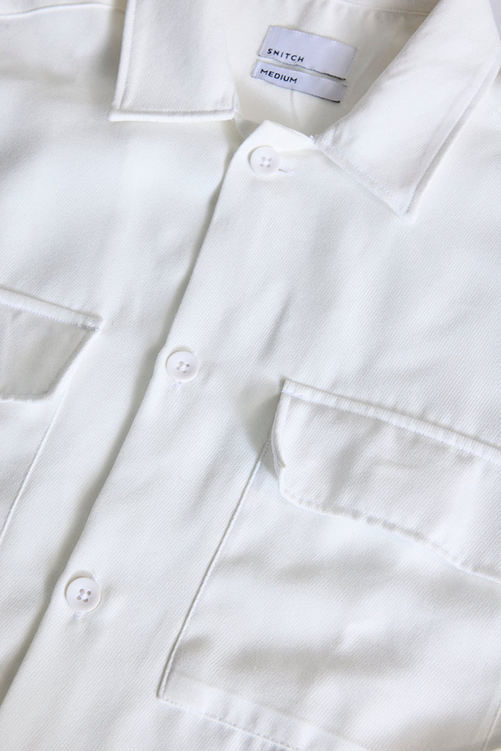 White Double Pocket Overshirt