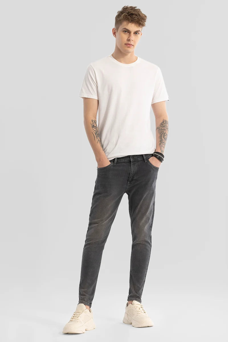 Charcoal Grey Plain Skinny Fit Jeans