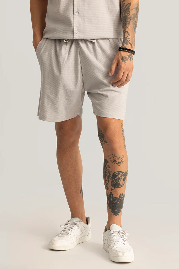 Daphne Off-White Textured Shorts