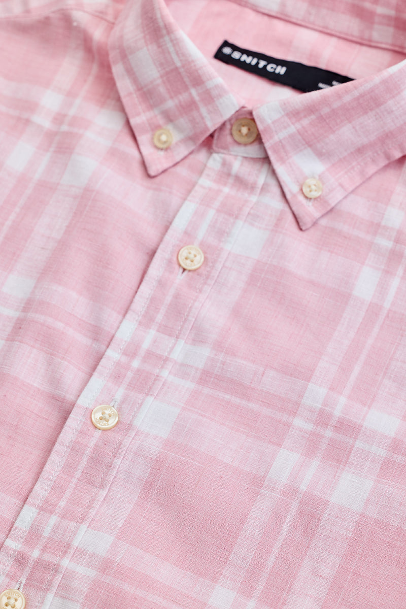 Light Pink Checks Oxford Shirt