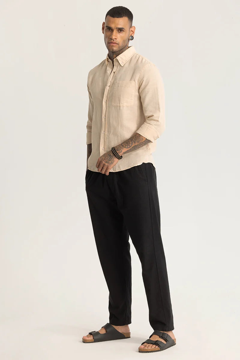 Beige Linen Blend Shirt