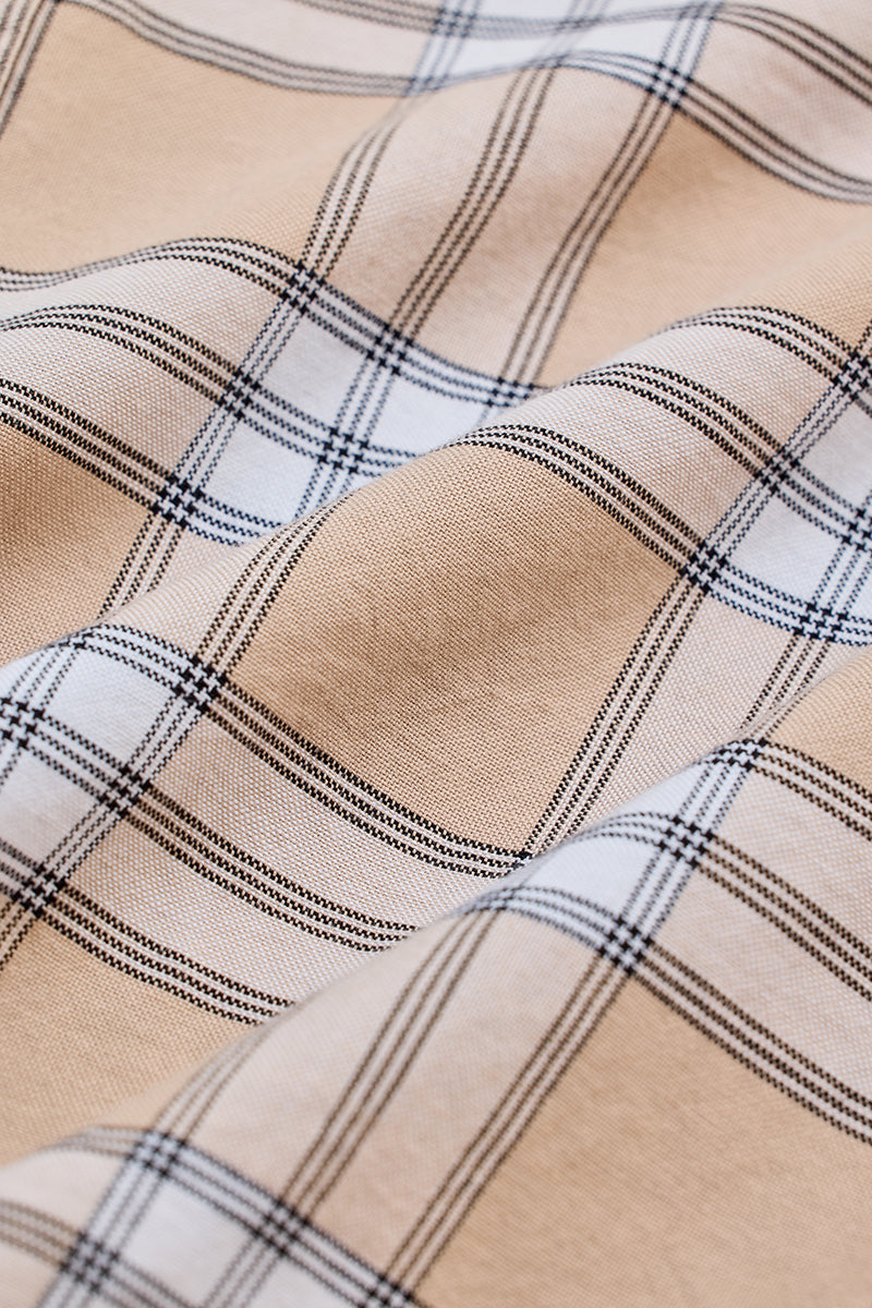 Beige Checks Slim Fit Shirt