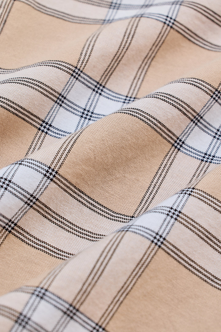 Beige Checks Slim Fit Shirt