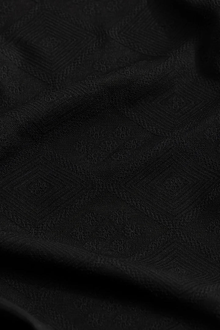 IntricWeave Black Self-Design Shirt