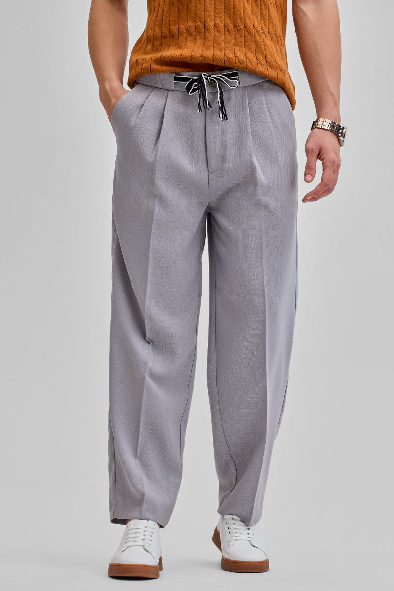 Light Grey Textured Korean Trousers