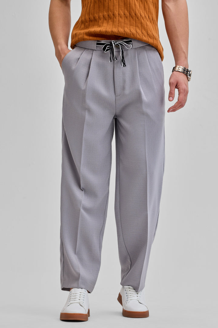 Light Grey Textured Korean Trousers