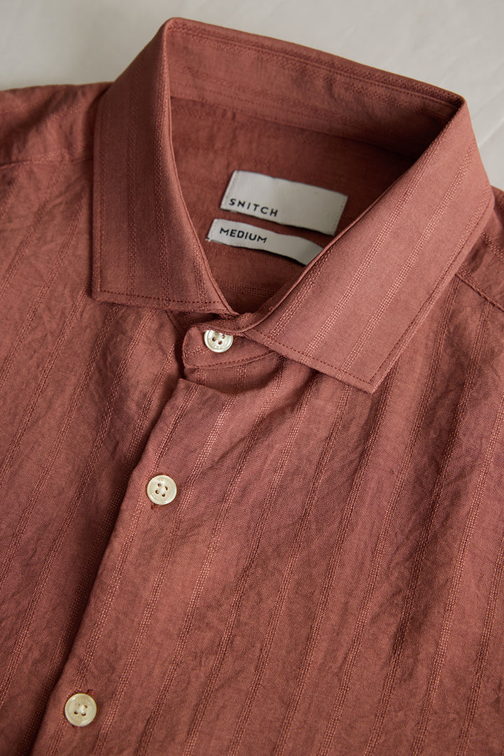 Mauve Self Stripe Shirt