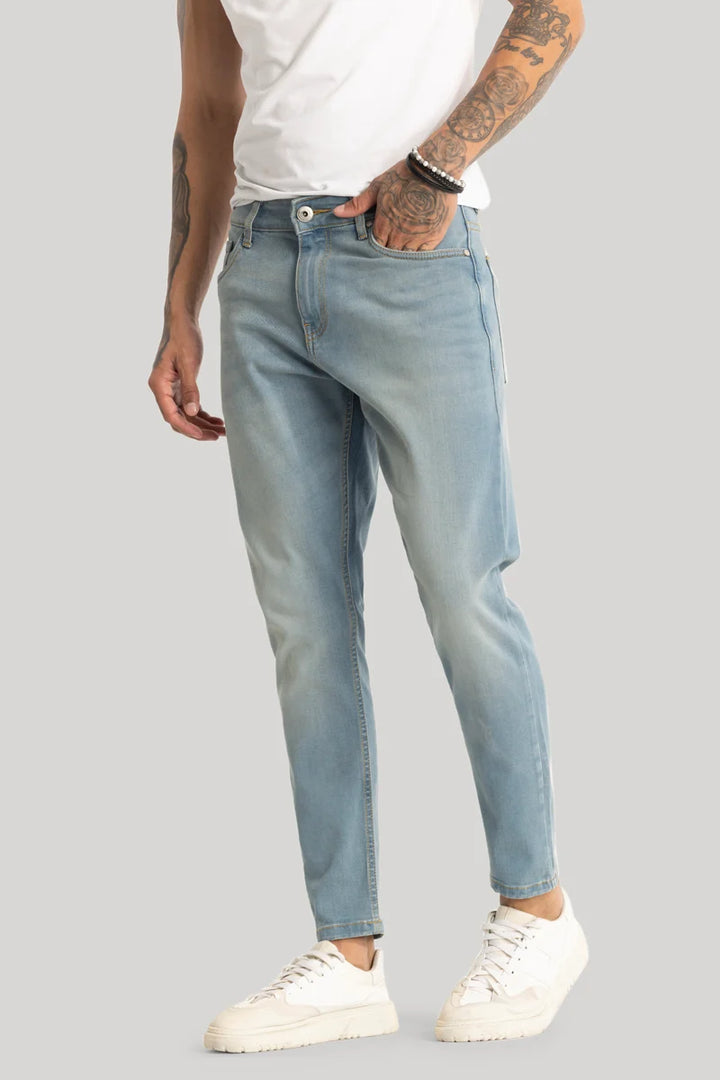 Sky Blue Plain Skinny Fit Jeans