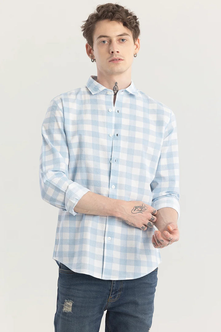 Patternoir Sky Blue Checks Shirt