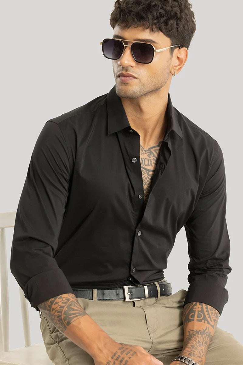 Quinnie Black Plain Shirt