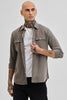 Grey Double Pocket Linen Blend Shirt