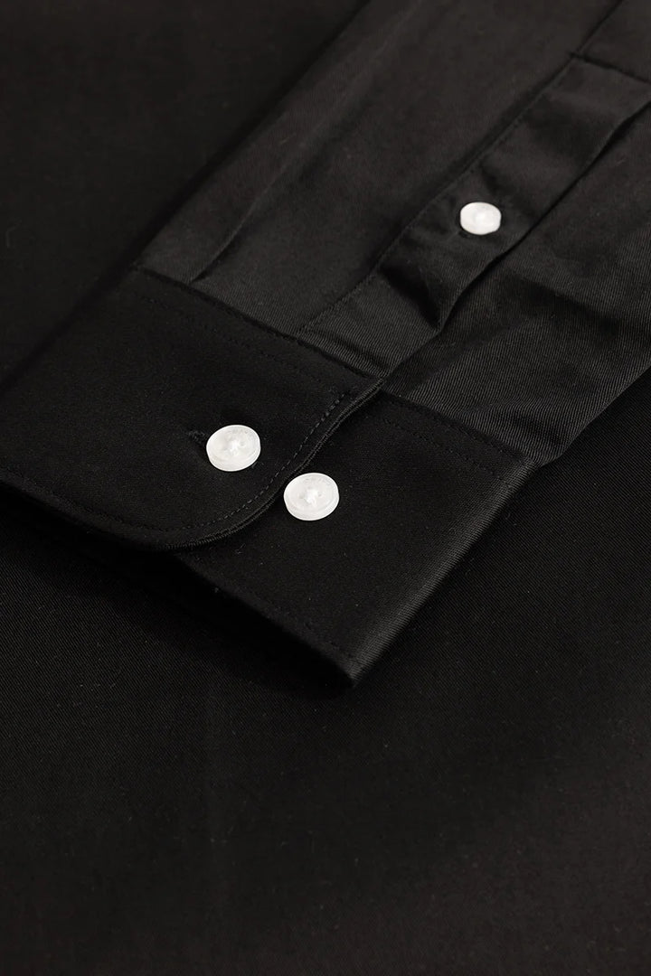 Black Solid Oxford Shirt