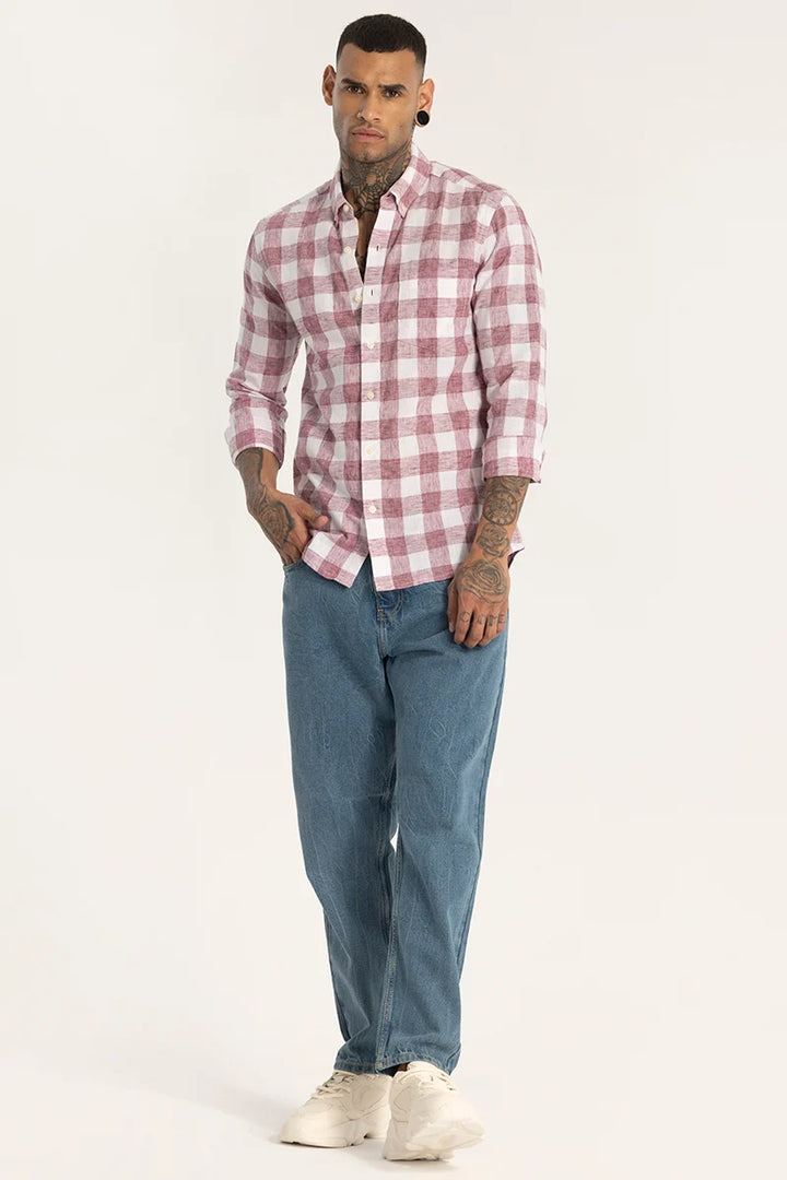 Mauve Checks Linen shirt