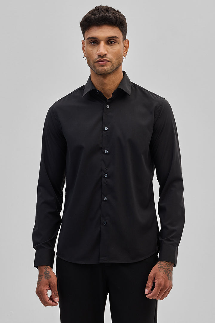 Black Slim Fit Stretch Shirt