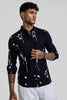 Black Floral Embroidered Shirt