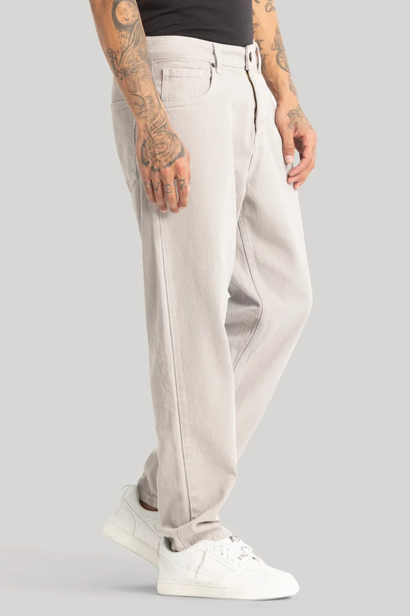 Cream Baggy Fit Jeans