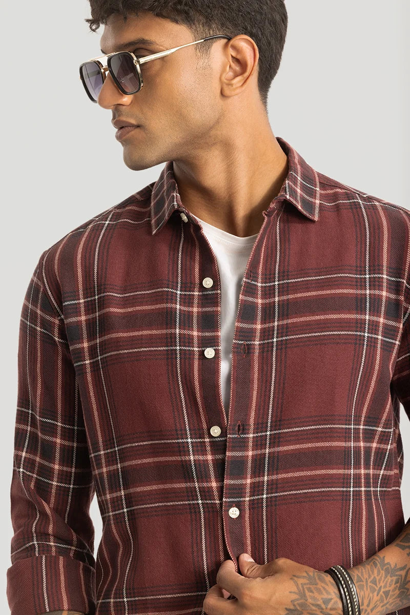 Brown Checks Slim Fit Shirt