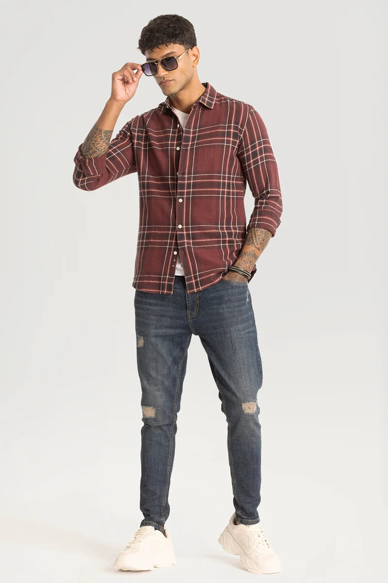 Brown Checks Slim Fit Shirt