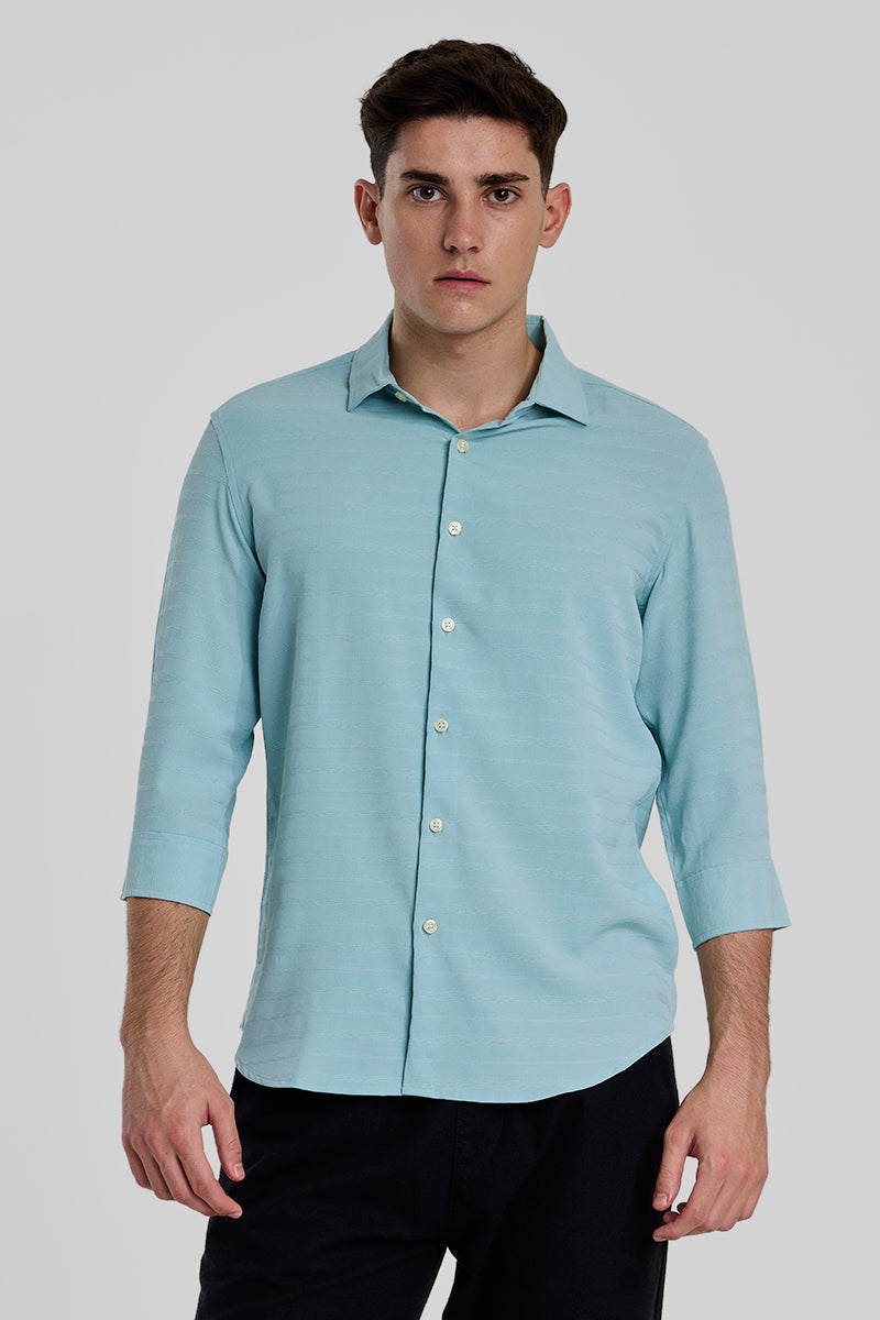 Light Blue Self-Design Shirt