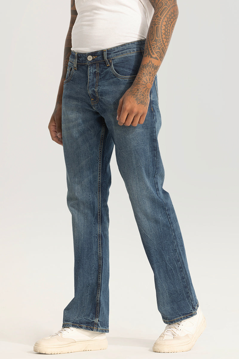 Dark Blue Plain Bootcut Jeans