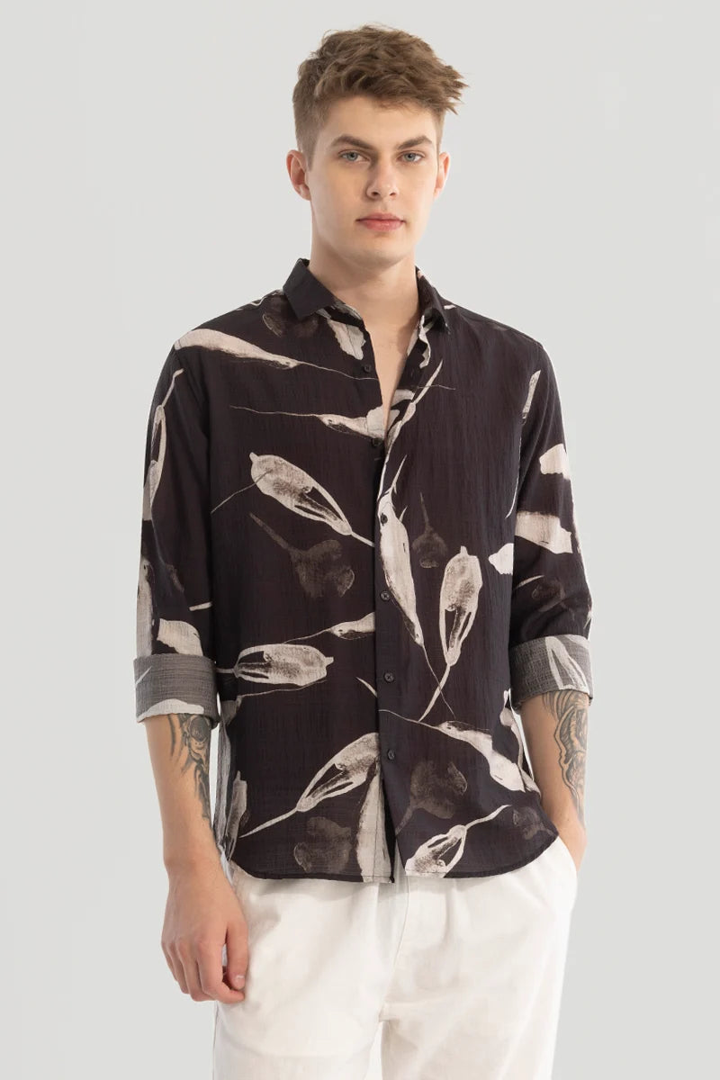 Black Textured Abstract Shirt