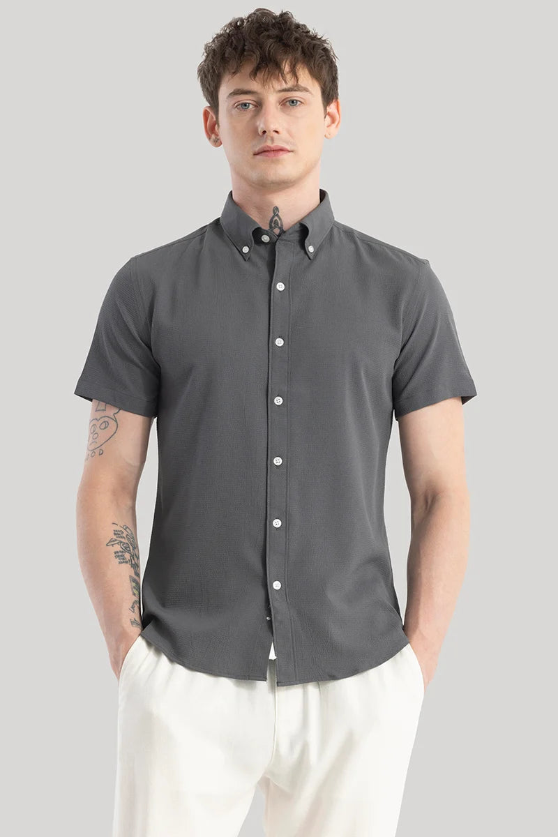 Buy Men's Torbjorn Charcoal Grey Plain Shirts Online | Snitch – SNITCH