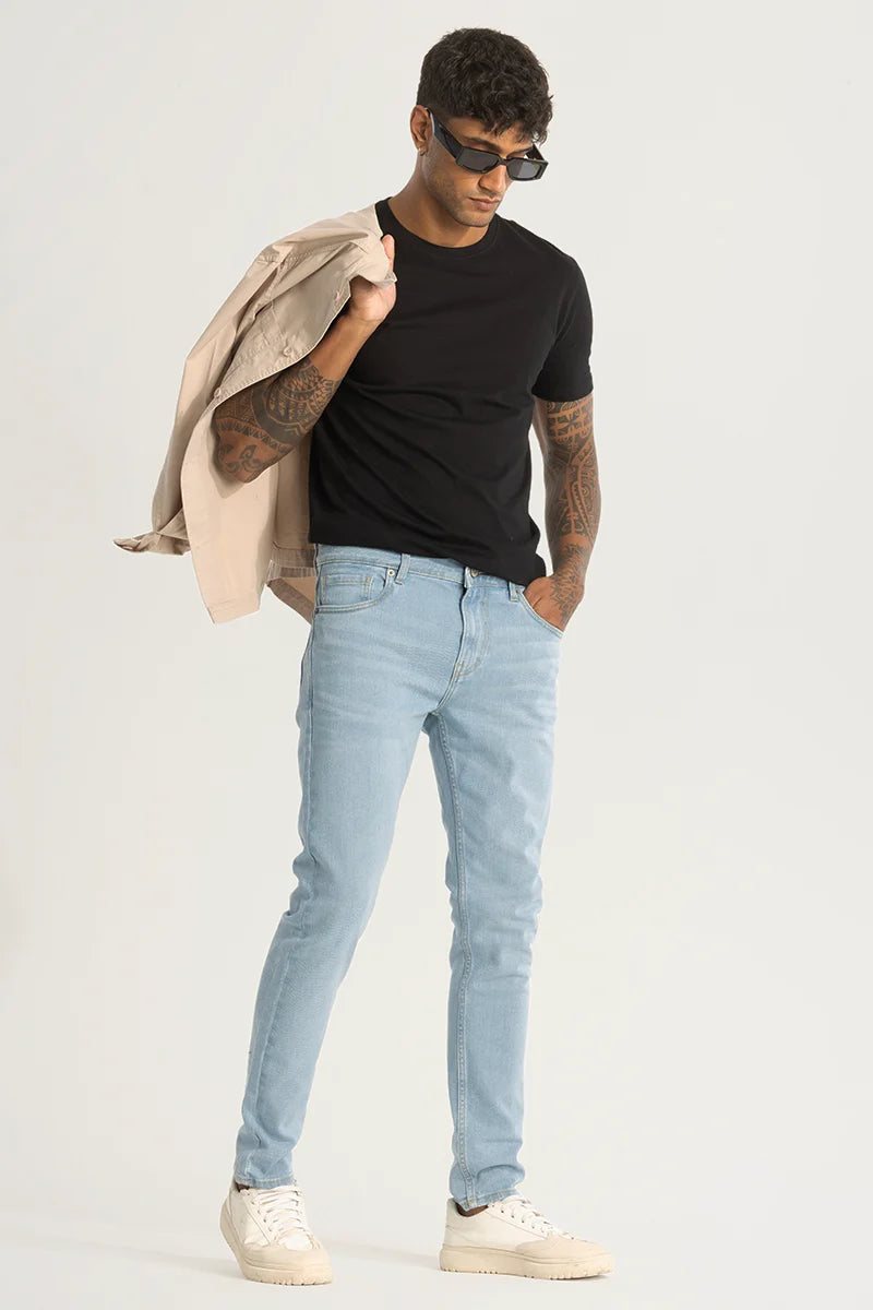 Light Blue Plain Skinny Fit Jeans