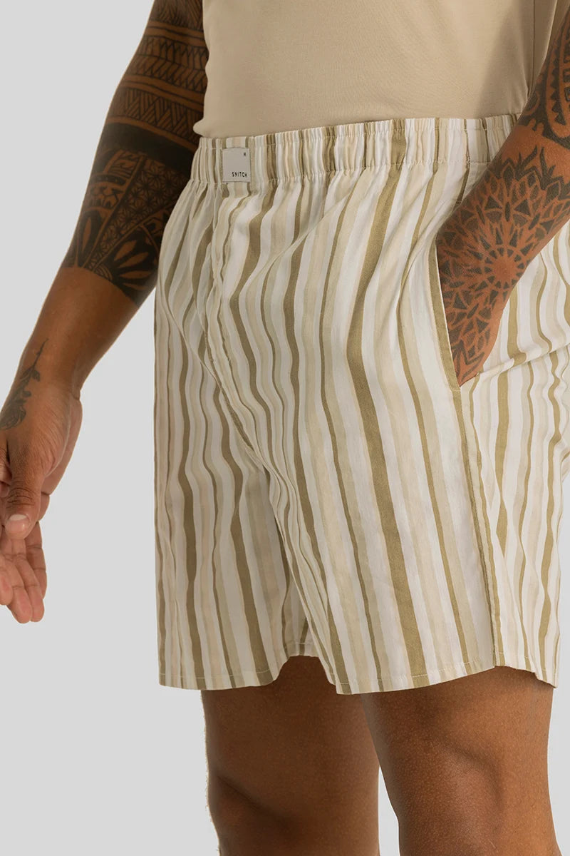 Bernadette Beige Stripes Boxers