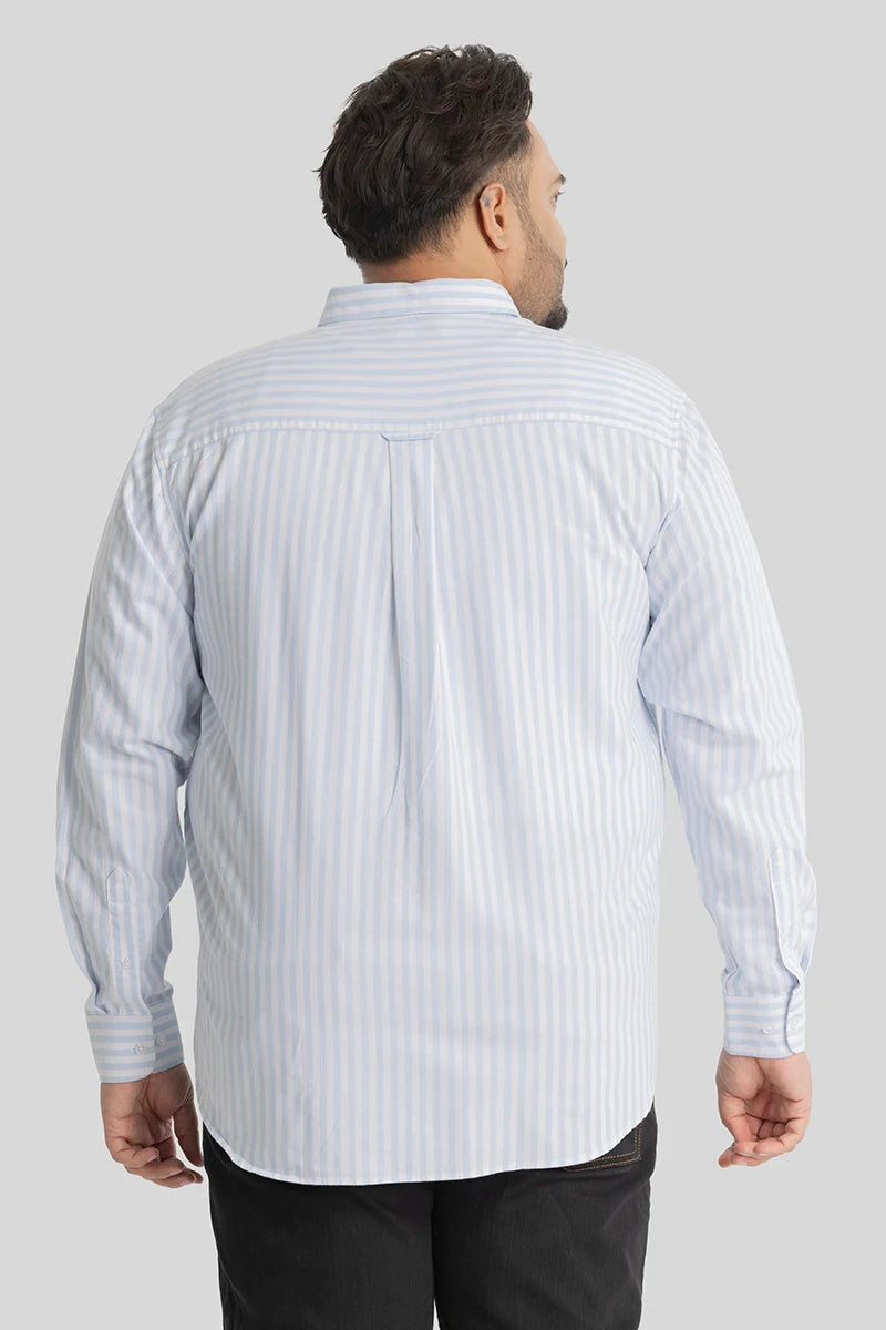 Fortunato Light Blue Stripes Plus Size Shirt