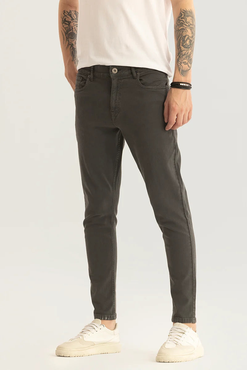 Quantum Dark Grey Plain Skinny Fit Jeans