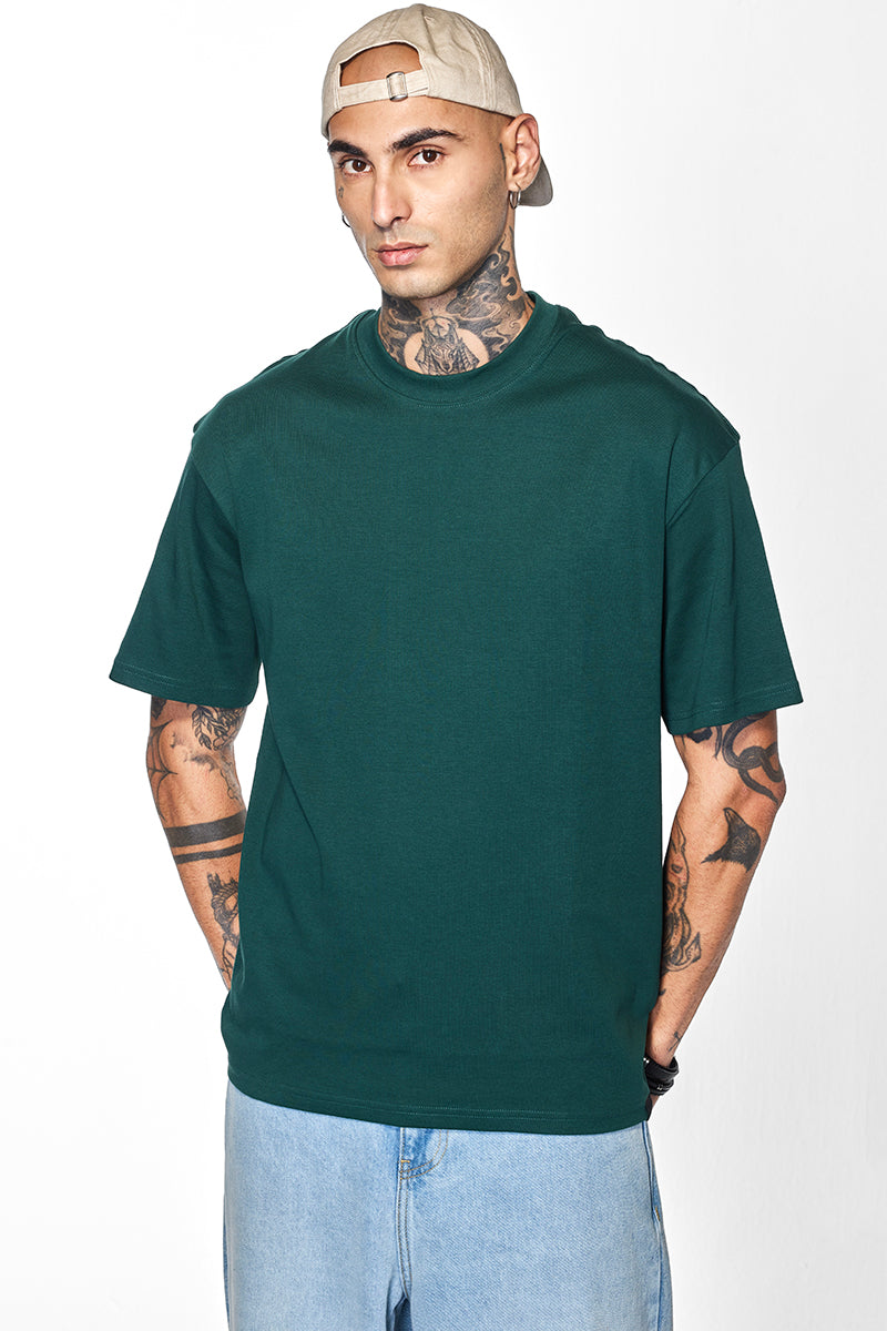 Core Lab Teal Solid Slim Fit T-Shirt