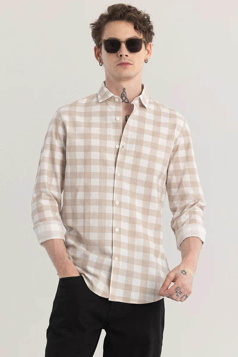 Patternoir Beige Checks Shirt