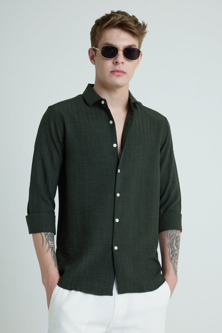 Olive Self Stripe Shirt