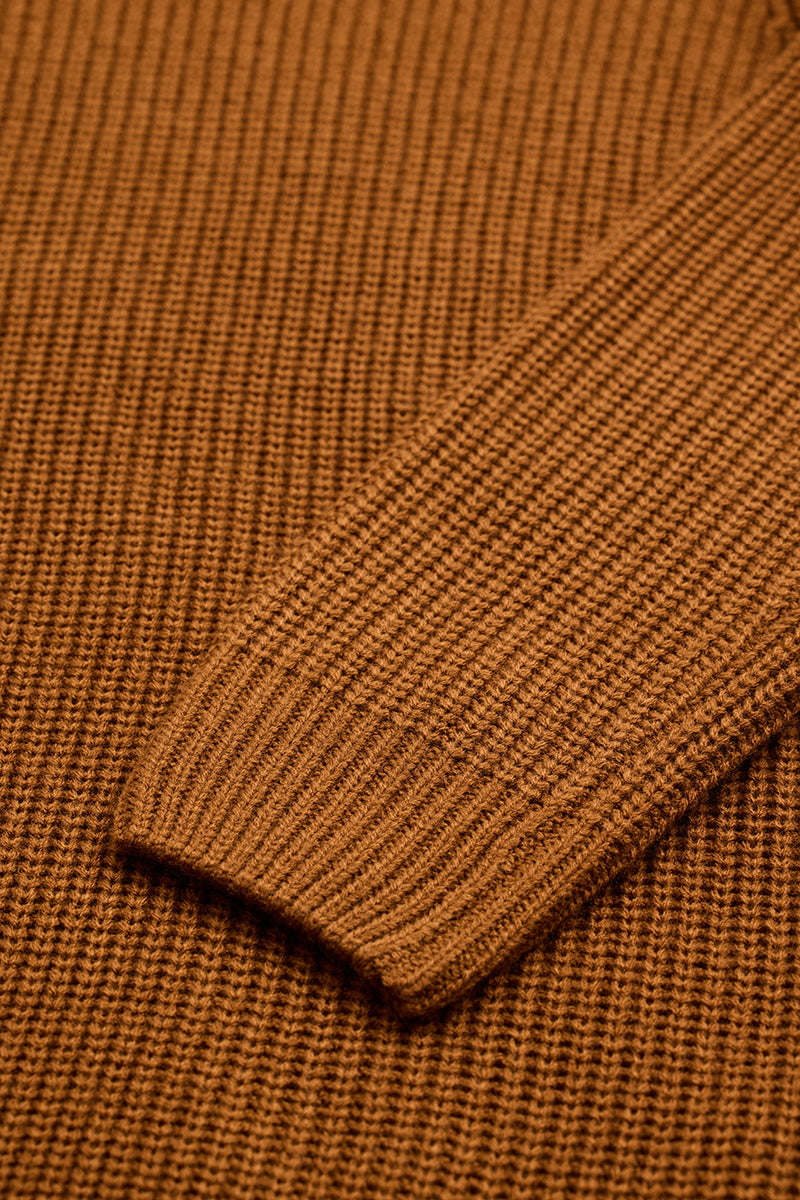 Brown Fisherman Knit Sweater