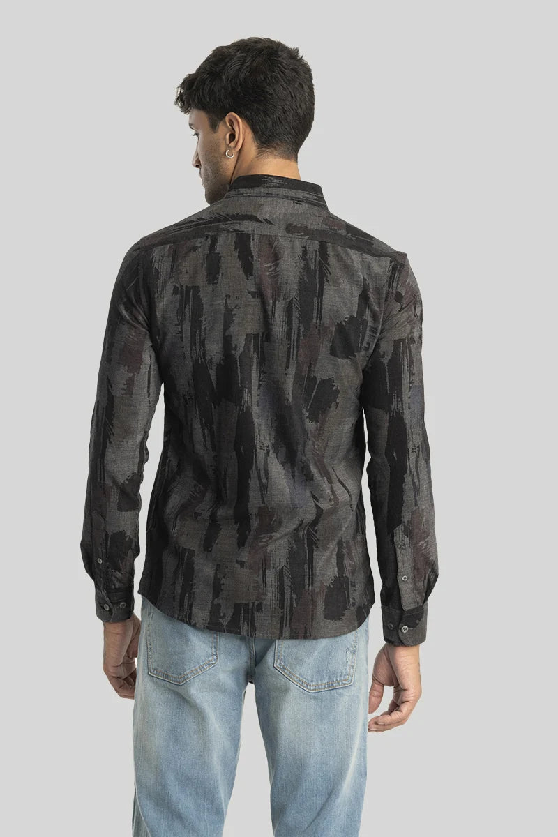 Cesare Black Abstract Corduroy Shirt