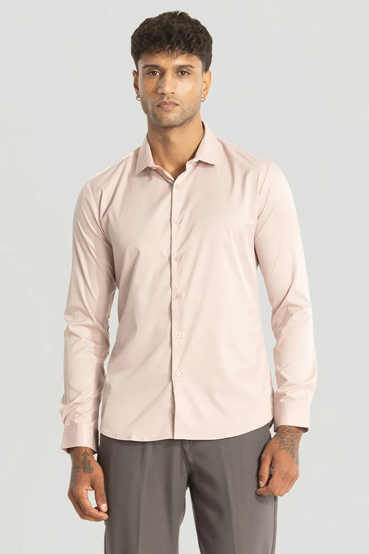 Pink Slim Fit Stretch Shirt