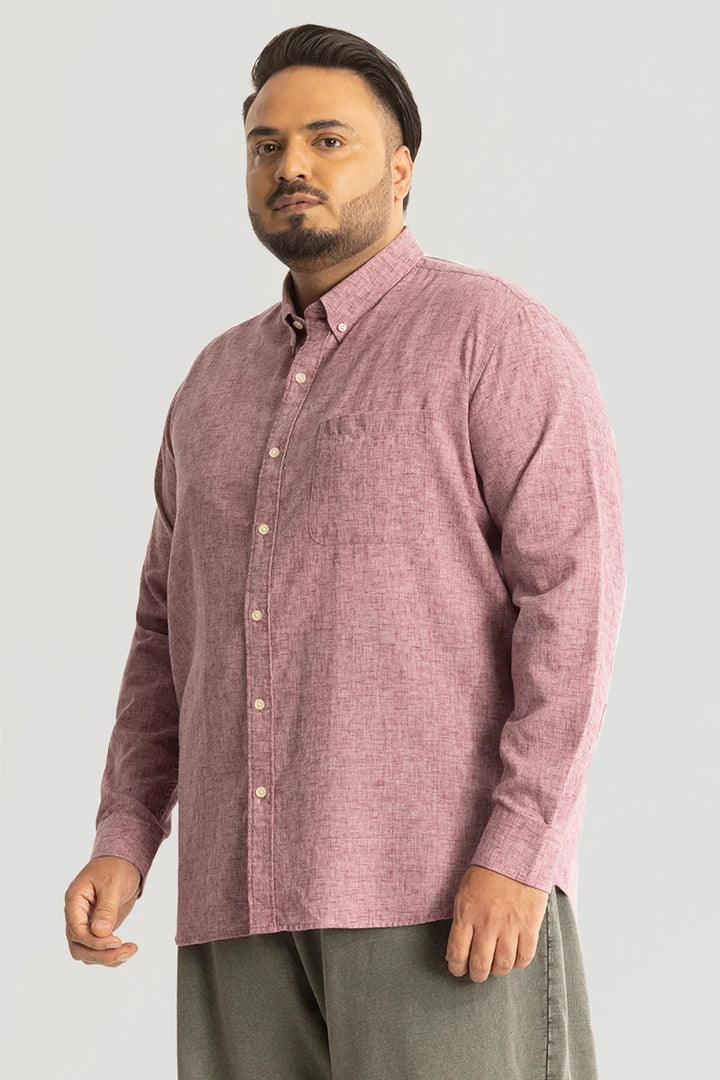 Mauve Linen Blend Plus Size Shirt