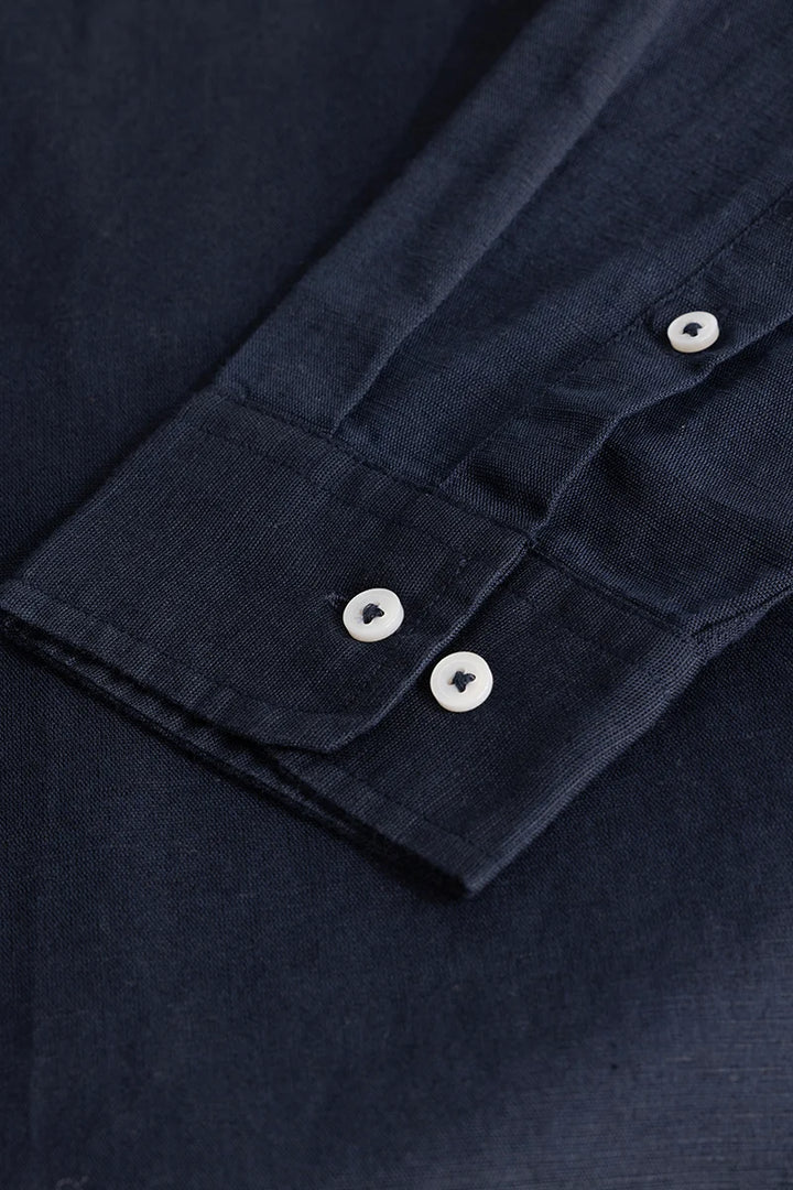 Navy Linen Blend Shirt